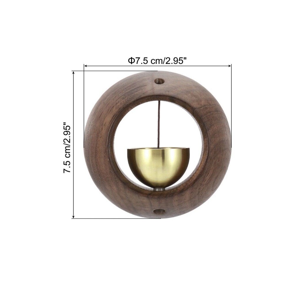 Shopkeepers Bell Wood Door Chime Hanging Magnetic Door Bell Brown Round - Picture 5 of 6